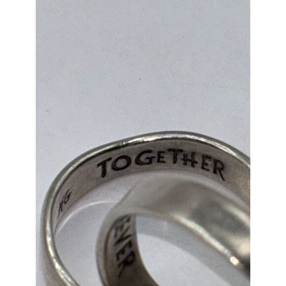 Sterling Silver 925 Double Linked Rings "Forever Together" - Picture 3 of 6